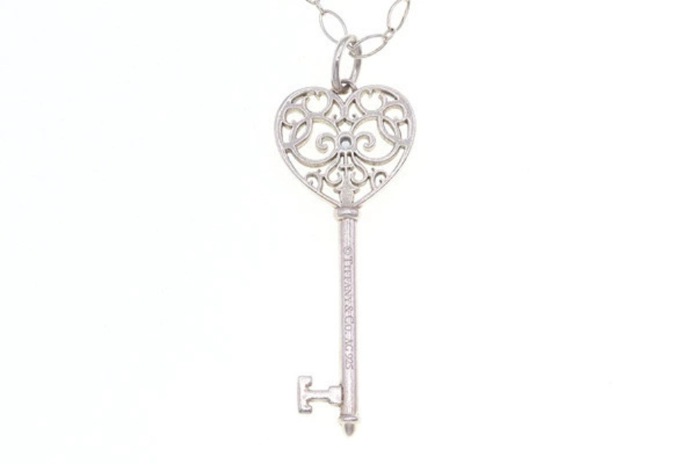 Tiffany Co Enchanted Heart Key Pendant Necklace Sapphire Sterling Silver